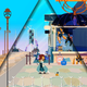 A screenshot from RPG Cris Tales showing how the game depicts the past, present, and future on one screen.